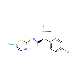 CC(C)(C)[C@H](C(=O)Nc1ncc(F)s1)c1ccc(Cl)cc1 ZINC000045393766