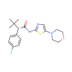 CC(C)(C)[C@H](C(=O)Nc1ncc(N2CCOCC2)s1)c1ccc(Cl)cc1 ZINC000045385222