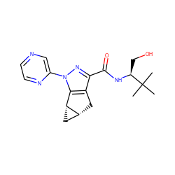 CC(C)(C)[C@H](CO)NC(=O)c1nn(-c2cnccn2)c2c1C[C@@H]1C[C@H]21 ZINC000198396454