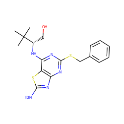 CC(C)(C)[C@H](CO)Nc1nc(SCc2ccccc2)nc2nc(N)sc12 ZINC000095605813