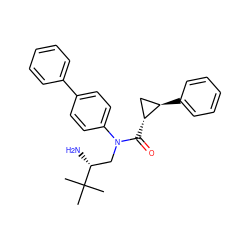 CC(C)(C)[C@H](N)CN(C(=O)[C@@H]1C[C@H]1c1ccccc1)c1ccc(-c2ccccc2)cc1 ZINC000299862222