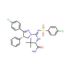 CC(C)(C)[C@H](N/C(=N\S(=O)(=O)c1ccc(Cl)cc1)N1C[C@H](c2ccccc2)C(c2ccc(Cl)cc2)=N1)C(N)=O ZINC000095578876