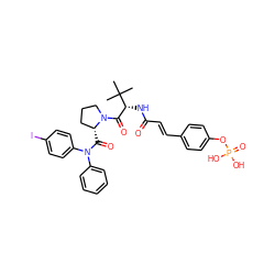 CC(C)(C)[C@H](NC(=O)/C=C/c1ccc(OP(=O)(O)O)cc1)C(=O)N1CCC[C@H]1C(=O)N(c1ccccc1)c1ccc(I)cc1 ZINC000220195216