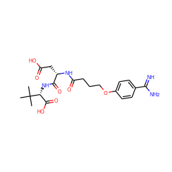 CC(C)(C)[C@H](NC(=O)[C@H](CC(=O)O)NC(=O)CCCOc1ccc(C(=N)N)cc1)C(=O)O ZINC000072135686