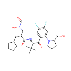 CC(C)(C)[C@H](NC(=O)[C@H](CC1CCCC1)CN(O)C=O)C(=O)c1cc(F)c(F)cc1N1CCC[C@H]1CO ZINC000013588301