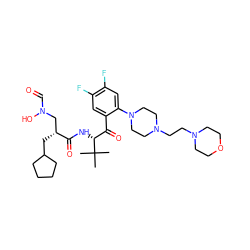 CC(C)(C)[C@H](NC(=O)[C@H](CC1CCCC1)CN(O)C=O)C(=O)c1cc(F)c(F)cc1N1CCN(CCN2CCOCC2)CC1 ZINC000027711530