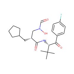 CC(C)(C)[C@H](NC(=O)[C@H](CC1CCCC1)CN(O)C=O)C(=O)c1ccc(F)cc1 ZINC000013588292