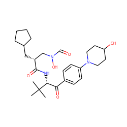 CC(C)(C)[C@H](NC(=O)[C@H](CC1CCCC1)CN(O)C=O)C(=O)c1ccc(N2CCC(O)CC2)cc1 ZINC000013588296