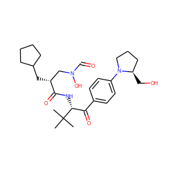 CC(C)(C)[C@H](NC(=O)[C@H](CC1CCCC1)CN(O)C=O)C(=O)c1ccc(N2CCC[C@H]2CO)cc1 ZINC000013588299