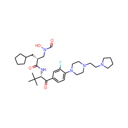 CC(C)(C)[C@H](NC(=O)[C@H](CC1CCCC1)CN(O)C=O)C(=O)c1ccc(N2CCN(CCN3CCCC3)CC2)c(F)c1 ZINC000027707927