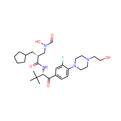 CC(C)(C)[C@H](NC(=O)[C@H](CC1CCCC1)CN(O)C=O)C(=O)c1ccc(N2CCN(CCO)CC2)c(F)c1 ZINC000013588303