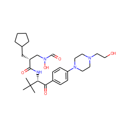 CC(C)(C)[C@H](NC(=O)[C@H](CC1CCCC1)CN(O)C=O)C(=O)c1ccc(N2CCN(CCO)CC2)cc1 ZINC000013588302