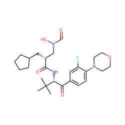 CC(C)(C)[C@H](NC(=O)[C@H](CC1CCCC1)CN(O)C=O)C(=O)c1ccc(N2CCOCC2)c(F)c1 ZINC000013588295