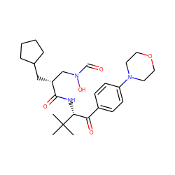 CC(C)(C)[C@H](NC(=O)[C@H](CC1CCCC1)CN(O)C=O)C(=O)c1ccc(N2CCOCC2)cc1 ZINC000003818576