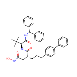 CC(C)(C)[C@H](NC(=O)[C@H](CCCc1ccc(-c2ccccc2)cc1)CC(=O)NO)C(=O)NC(c1ccccc1)c1ccccc1 ZINC000027648753