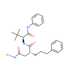 CC(C)(C)[C@H](NC(=O)[C@H](CCCc1ccccc1)CC(=O)NO)C(=O)Nc1ccccc1 ZINC000027648301