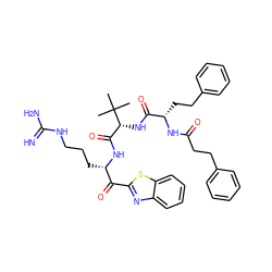 CC(C)(C)[C@H](NC(=O)[C@H](CCc1ccccc1)NC(=O)CCc1ccccc1)C(=O)N[C@@H](CCCNC(=N)N)C(=O)c1nc2ccccc2s1 ZINC001772601037