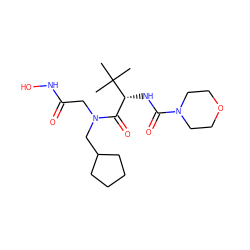 CC(C)(C)[C@H](NC(=O)N1CCOCC1)C(=O)N(CC(=O)NO)CC1CCCC1 ZINC000058538442