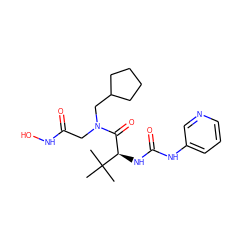 CC(C)(C)[C@H](NC(=O)Nc1cccnc1)C(=O)N(CC(=O)NO)CC1CCCC1 ZINC000058538045