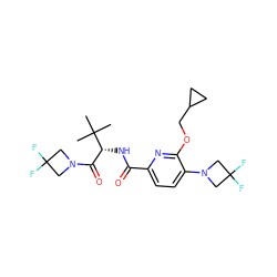 CC(C)(C)[C@H](NC(=O)c1ccc(N2CC(F)(F)C2)c(OCC2CC2)n1)C(=O)N1CC(F)(F)C1 ZINC000207738578