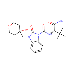 CC(C)(C)[C@H](NC(=O)n1c(=O)n(CC2(O)CCOCC2)c2ccccc21)C(N)=O ZINC000040425361