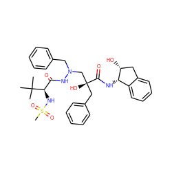 CC(C)(C)[C@H](NS(C)(=O)=O)C(=O)NN(Cc1ccccc1)C[C@@](O)(Cc1ccccc1)C(=O)N[C@H]1c2ccccc2C[C@H]1O ZINC000028530379