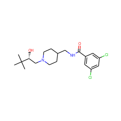 CC(C)(C)[C@H](O)CN1CCC(CNC(=O)c2cc(Cl)cc(Cl)c2)CC1 ZINC000040956675