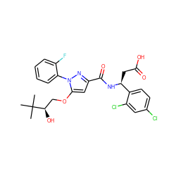 CC(C)(C)[C@H](O)COc1cc(C(=O)N[C@@H](CC(=O)O)c2ccc(Cl)cc2Cl)nn1-c1ccccc1F ZINC000095554890