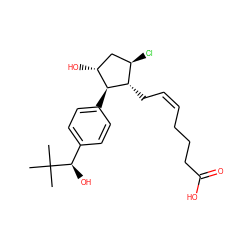 CC(C)(C)[C@H](O)c1ccc([C@H]2[C@H](O)C[C@@H](Cl)[C@@H]2C/C=C\CCCC(=O)O)cc1 ZINC000137014223