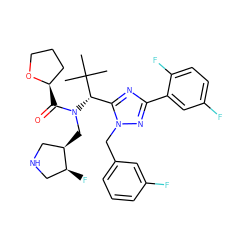 CC(C)(C)[C@H](c1nc(-c2cc(F)ccc2F)nn1Cc1cccc(F)c1)N(C[C@@H]1CNC[C@@H]1F)C(=O)[C@@H]1CCCO1 ZINC000096174215