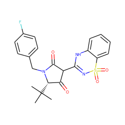 CC(C)(C)[C@H]1C(=O)C(C2=NS(=O)(=O)c3ccccc3N2)C(=O)N1Cc1ccc(F)cc1 ZINC000028572759