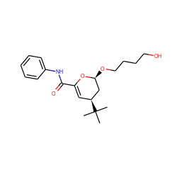 CC(C)(C)[C@H]1C=C(C(=O)Nc2ccccc2)O[C@@H](OCCCCO)C1 ZINC000012482453