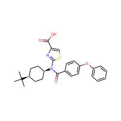 CC(C)(C)[C@H]1CC[C@@H](N(C(=O)c2ccc(Oc3ccccc3)cc2)c2nc(C(=O)O)cs2)CC1 ZINC000299811109