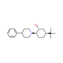 CC(C)(C)[C@H]1CC[C@@H](N2CCC(c3ccccc3)CC2)[C@H](O)C1 ZINC000028238932