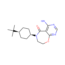 CC(C)(C)[C@H]1CC[C@@H](N2CCOc3ncnc(N)c3C2=O)CC1 ZINC000103140699