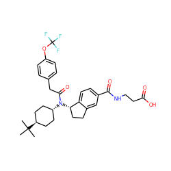 CC(C)(C)[C@H]1CC[C@H](N(C(=O)Cc2ccc(OC(F)(F)F)cc2)[C@H]2CCc3cc(C(=O)NCCC(=O)O)ccc32)CC1 ZINC000261190453