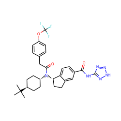 CC(C)(C)[C@H]1CC[C@H](N(C(=O)Cc2ccc(OC(F)(F)F)cc2)[C@H]2CCc3cc(C(=O)Nc4nn[nH]n4)ccc32)CC1 ZINC000253656121