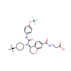 CC(C)(C)[C@H]1CC[C@H](N(C(=O)Nc2ccc(OC(F)(F)F)cc2)[C@@H]2CCOc3cc(C(=O)NCCC(=O)O)ccc32)CC1 ZINC000253677912