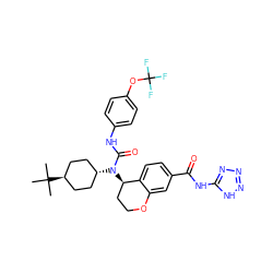 CC(C)(C)[C@H]1CC[C@H](N(C(=O)Nc2ccc(OC(F)(F)F)cc2)[C@@H]2CCOc3cc(C(=O)Nc4nnn[nH]4)ccc32)CC1 ZINC000261187012