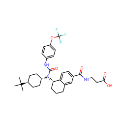 CC(C)(C)[C@H]1CC[C@H](N(C(=O)Nc2ccc(OC(F)(F)F)cc2)[C@H]2CCCc3cc(C(=O)NCCC(=O)O)ccc32)CC1 ZINC000253656621