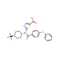 CC(C)(C)[C@H]1CC[C@H](N(C(=O)c2ccc(Oc3ccccc3)cc2)c2ncc(C(=O)O)s2)CC1 ZINC000254093106