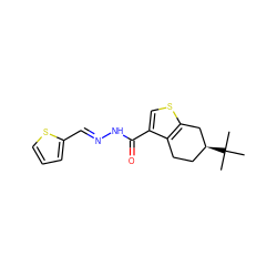 CC(C)(C)[C@H]1CCc2c(C(=O)N/N=C/c3cccs3)csc2C1 ZINC000000375113