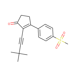 CC(C)(C)C#CC1=C(c2ccc(S(C)(=O)=O)cc2)CCC1=O ZINC000013796681