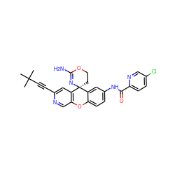 CC(C)(C)C#Cc1cc2c(cn1)Oc1ccc(NC(=O)c3ccc(Cl)cn3)cc1[C@@]21CCOC(N)=N1 ZINC000205182579