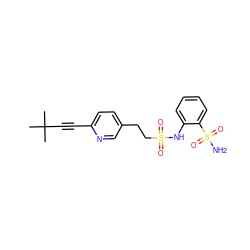 CC(C)(C)C#Cc1ccc(CCS(=O)(=O)Nc2ccccc2S(N)(=O)=O)cn1 ZINC000149331726