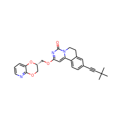 CC(C)(C)C#Cc1ccc2c(c1)CCn1c-2cc(OC[C@@H]2COc3ncccc3O2)nc1=O ZINC000220169104