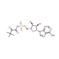 CC(C)(C)C(=O)C(=O)NS(=O)(=O)OC[C@H]1O[C@@H](n2cnc3c(N)ncnc32)[C@H](O)[C@@H]1O ZINC000035062187