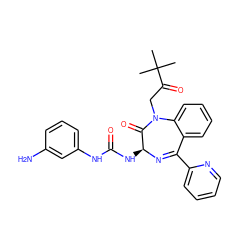 CC(C)(C)C(=O)CN1C(=O)[C@H](NC(=O)Nc2cccc(N)c2)N=C(c2ccccn2)c2ccccc21 ZINC000013760939