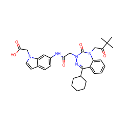 CC(C)(C)C(=O)CN1C(=O)N(CC(=O)Nc2ccc3ccn(CC(=O)O)c3c2)N=C(C2CCCCC2)c2ccccc21 ZINC000003915918