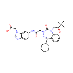 CC(C)(C)C(=O)CN1C(=O)N(CC(=O)Nc2ccc3ncn(CC(=O)O)c3c2)N=C(C2CCCCC2)c2ccccc21 ZINC000028655884